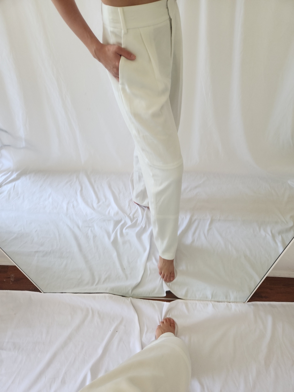 Sally LaPointe Ivory Tailored Trousers - Picture 3 of 10